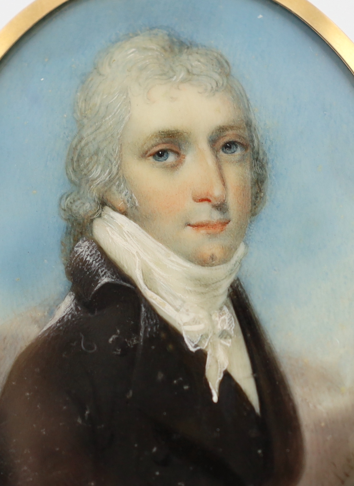 G.P. (1807) , Portrait miniature of a gentleman, watercolour on ivory, 8 x 6.2cm. CITES Submission reference YEAAMF4X